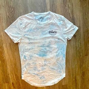 Men’s Hollister white & blue tie die logo tee